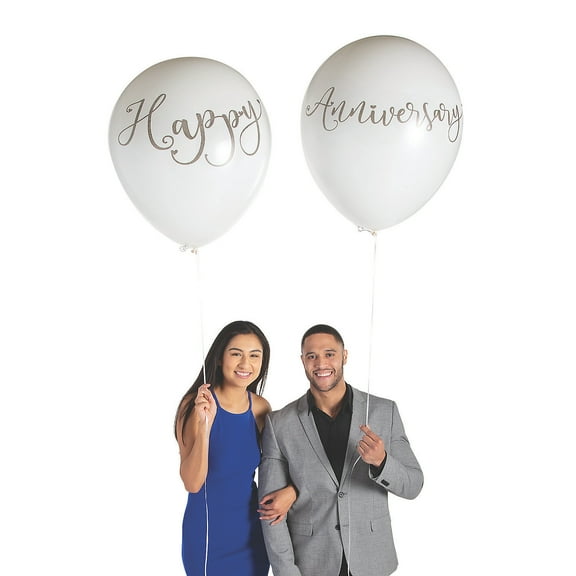 Fun Express Jumbo Happy Anniversary 36" Latex Balloons - Bulk 12 Pc