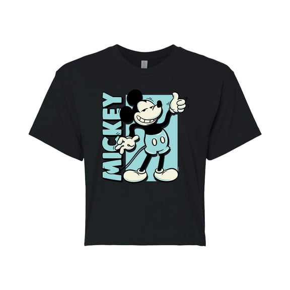 Mickey & Friends - Vintage Mickey - Juniors Cropped Cotton Blend T-Shirt