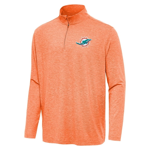 Men's Antigua  Heather Orange Miami Dolphins Hunk Quarter-Zip Jacket