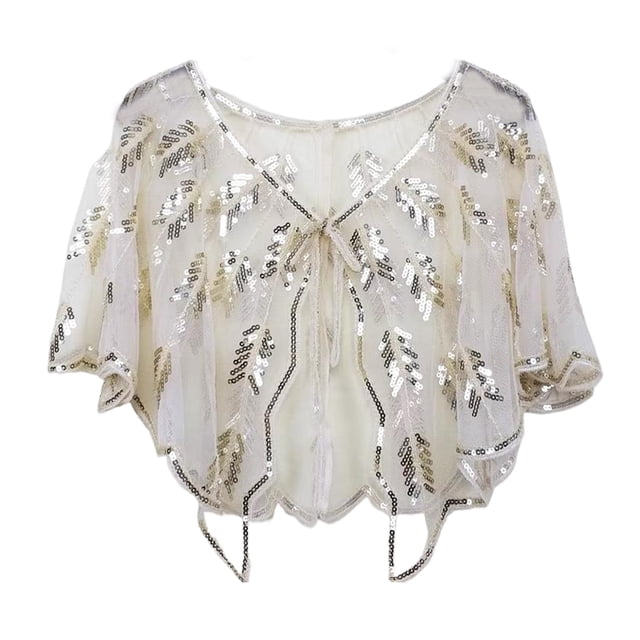 Shengyu Châle en Polyester à Sequins Années 1920 pour Femmes Châle en Maille Ample Cape Châle Robe Accessoires pour Femmes