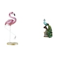 thumbnail image 1 of Estatua de flamenco de resina, escultura de ave, decoración para el hogar, chimenea, arte moderno, figura de jardín con soporte de metal para estanque, 1 of 8