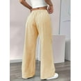 thumbnail image 6 of Women'S Striped Wide Leg Lounge Wear Pants Elastic Waist High Waisted Trousers with Pockets Yellow M, 6 of 7
