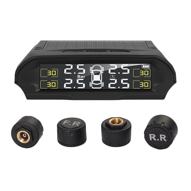Coche TPMS Alarma de seguridad del sistema de control de la presión de los neumáticos del coche TPMS 400mAh DC 5V de la energía solar