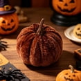 thumbnail image 5 of Harvest Mini Velvet Pumpkins, Plush Autumn Tabletop Accents, Rich Jewel Toned Fall Decor, Sophisticated Thanksgiving Centerpiece for Shelf, Console, Buffet, Home Holiday Staging, Harvest, Brown,Brown, 5 of 9