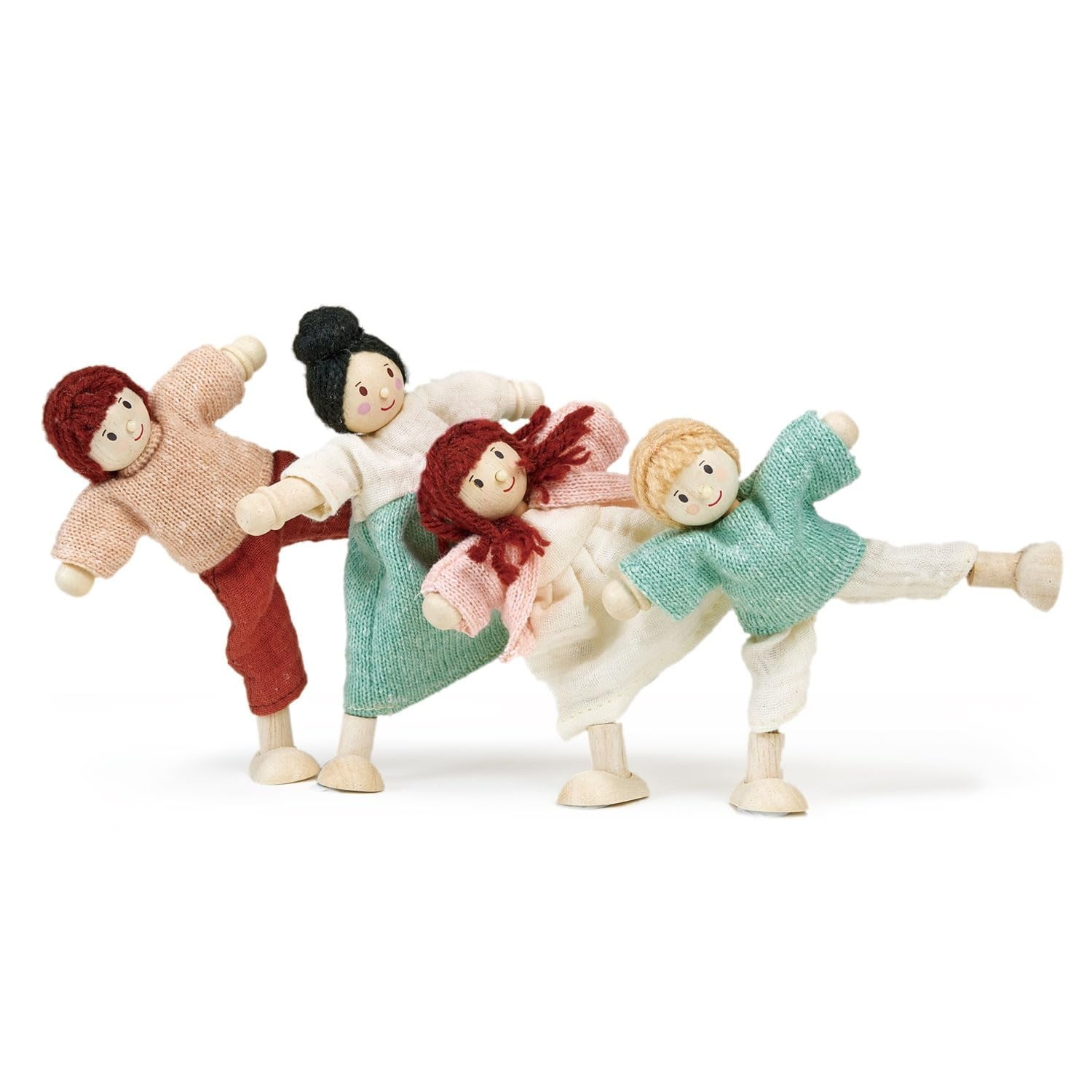 Mentari Toys - Honeybunch Wooden Doll Family - Enhance Creative Storytelling with Artisan Wooden Dolls for Your Doll House - Age 3+
