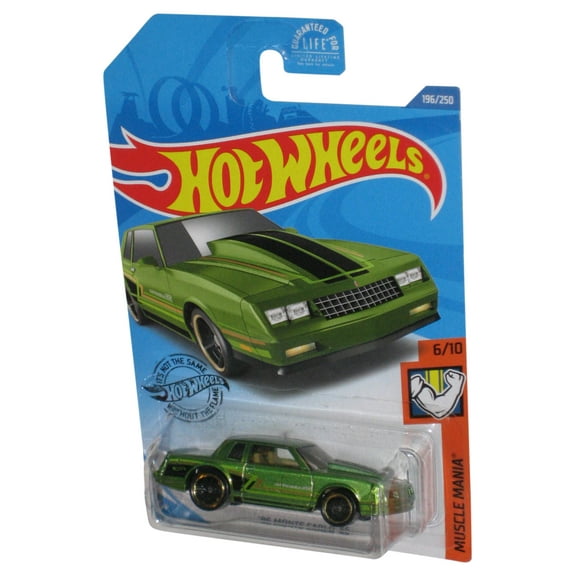 Hot Wheels Muscle Mania 6/10 (2017) Green '86 Monte Carlo SS Toy Car 196/250 - (Cracked Plastic)