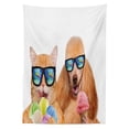 thumbnail image 3 of Ambesonne Animal Tablecloth Rectangular Table Cover, Cat Dog with Ice Cream, 52"x70", Multicolor, 3 of 4