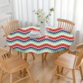 thumbnail image 3 of Vibrant Boho Tablecloth with Elastic Hem and Floral Pattern, Stretch Fit for Round Tables 52-56 Inches, Durable Fabric, 3 of 7