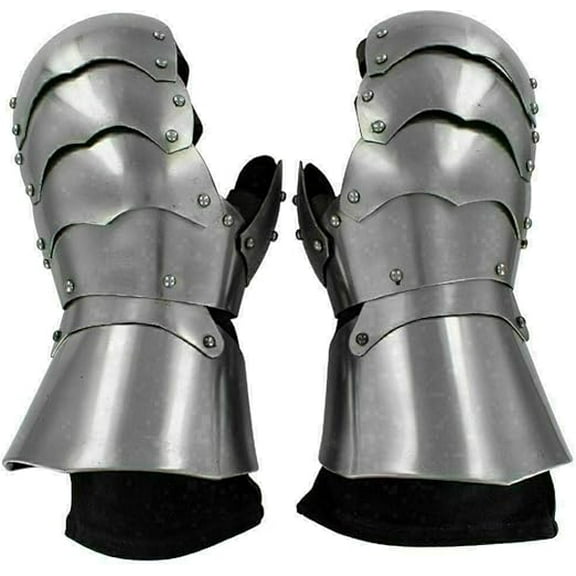Medieval Crafts Medieval Functional Armor Battle Clamshell Mitten Gauntlets Glove SCA LARP Hema Silver