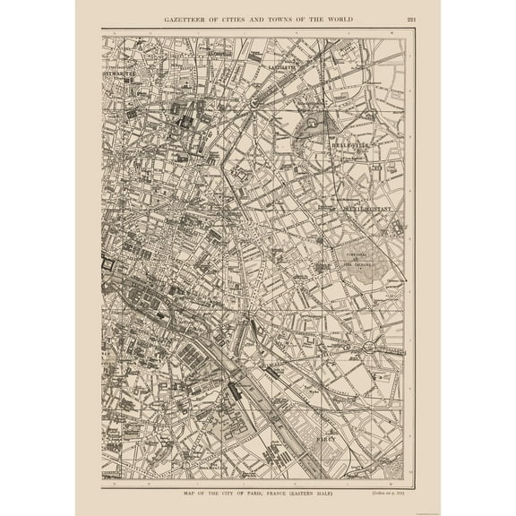 Historic Map - Paris Eastern - Reynold 1921 - Vintage Wall Art