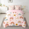thumbnail image 2 of Homewish Girly Pink Cartoon Twin Bedding Sets 7-Piece, Kawaii Rainbow Cloud Bedding Comforter Set, Mystic Astrology Stars Reversible Sheet Sets, Luxury Bedroom Decor, 2 of 7