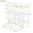 thumbnail image 3 of Kumix Triple Bunk Bed, Twin Size Metal Bunk Beds with Trundle for 4, Teens, with Built-in Ladder, Safety Guardrails, No Box Spring Needed, Noise Free for Dorm, Bedroom, Guest Room, White, 3 of 7
