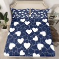 thumbnail image 2 of Feelyou Cute Love Heart Queen Sheet Sets for Teen, Romantic Cartoon Flat Sheet, Navy Graffiti Lines Queen Fitted Sheet, Breathable Home Decor, 4 Pieces, 2 of 7