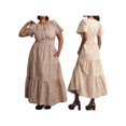 thumbnail image 4 of SUNSIOM Femmes Été Robe Longue Taille Smockée Ourlet Pincée Poches Latérales en Biais Col en V Manches Courtes Robes de Plage Fluides, 4 of 6