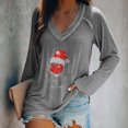 thumbnail image 1 of Pntutb moda mujer casual cuello en V copa de vino blusa estampada manga larga camiseta otoño tops Pntutb Pntutb-6527, 1 of 4