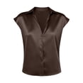 thumbnail image 6 of Only Moment Womens Tops Short Sleeve Shirts Short Sleeve V Neck Satin Loose Roll Up Collared Shirt Casual Summer Tops with Pockets Summer Blouses for Women 2026 Black,4XL, 6 of 6