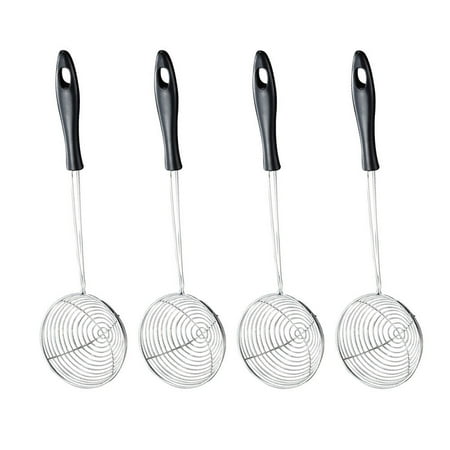 

4pcs Stainless Steel Colanders Home Sieve Colanders Hot-pot Strainers for Kitchen (Black)