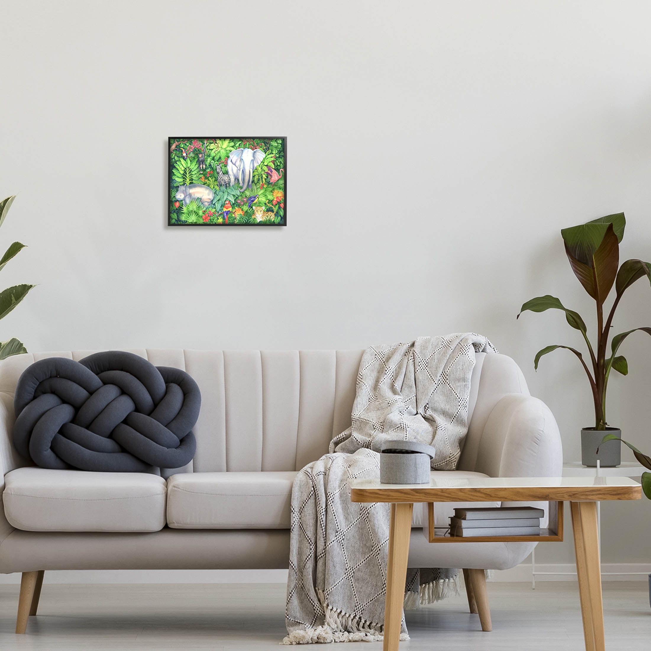Stupell Industries Detailed Safari Animal Jungle Painting Black Framed Art Print Wall Art, Design by Paul Brent