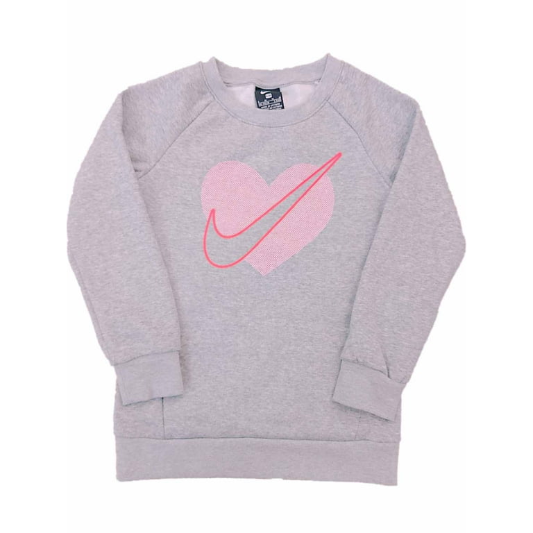 fontein Airco ervaring Nike Girls Gray & Pink Heart Swoosh Sweatshirt Grey Sweat Shirt Medium (6)  - Walmart.com