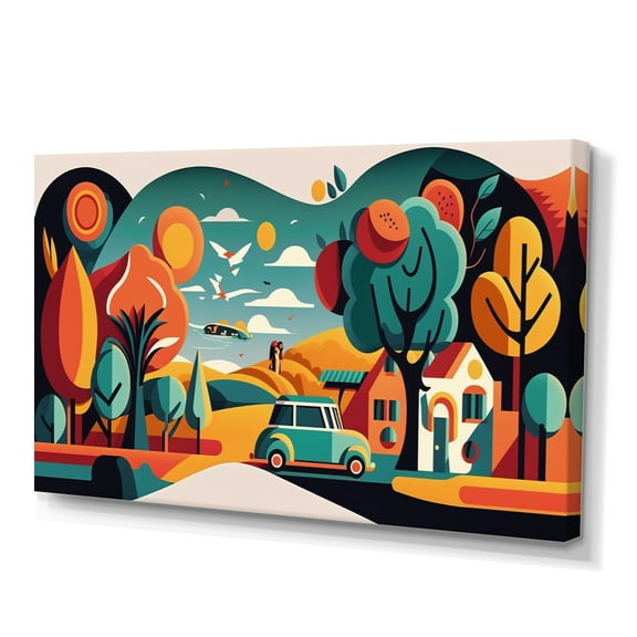 Designart Futuristic Cityscape With Trees IV Canvas Wall Art