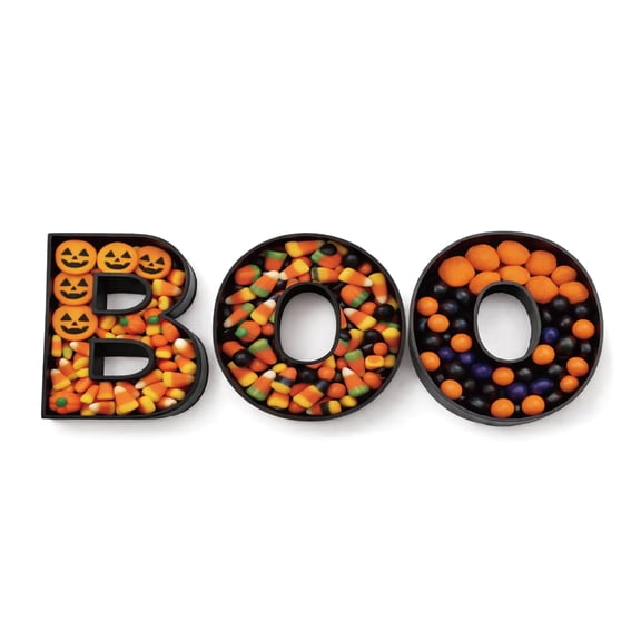 Plastic Boo Letter Serving Trays, Black, 3 Pieces, Halloween by Way To Celebrate