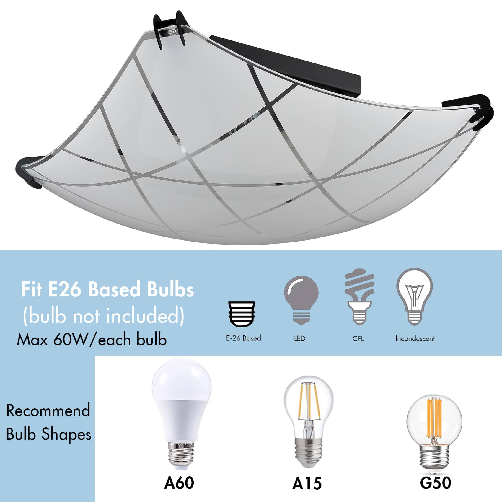 Claxy 13" 2-Light Black Flush Mount Ceiling Light with Frosted Glass Shade