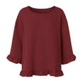 thumbnail image 6 of Godom Crewneck Shirts Women 3/4 Sleeve Casual Loose T-Shirts Summer Solid Tunic Tops Tees, 6 of 7