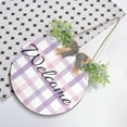 thumbnail image 4 of Coolnut Purple Pink Plaid Welcome Sign for Front Door, Round Sign Hanging Welcome Sign Welcome Wreath for Farmhouse Porch Door Home Decor, 4 of 7