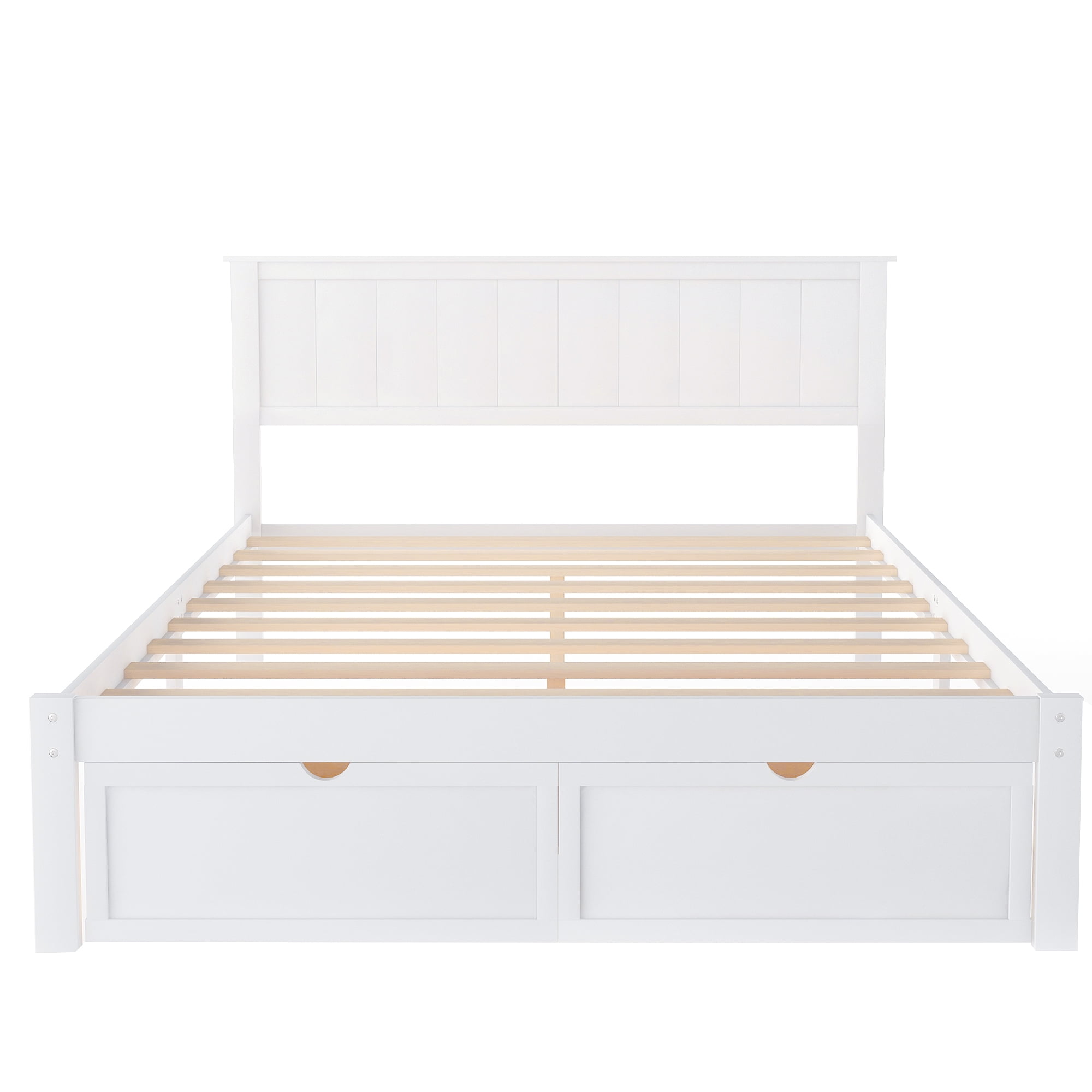 Bellemave Full Size Bed Frame with Storage Drawers, Full Wood Platform Bed with Headboard for Kids, Teens & Adults (White)