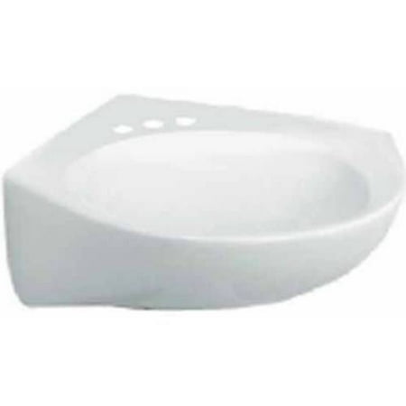 - American Standard 0611.004.020 Cornice Wall Mounted Corner Lavatory Sink with Three Faucet Holes (4 Centers), White