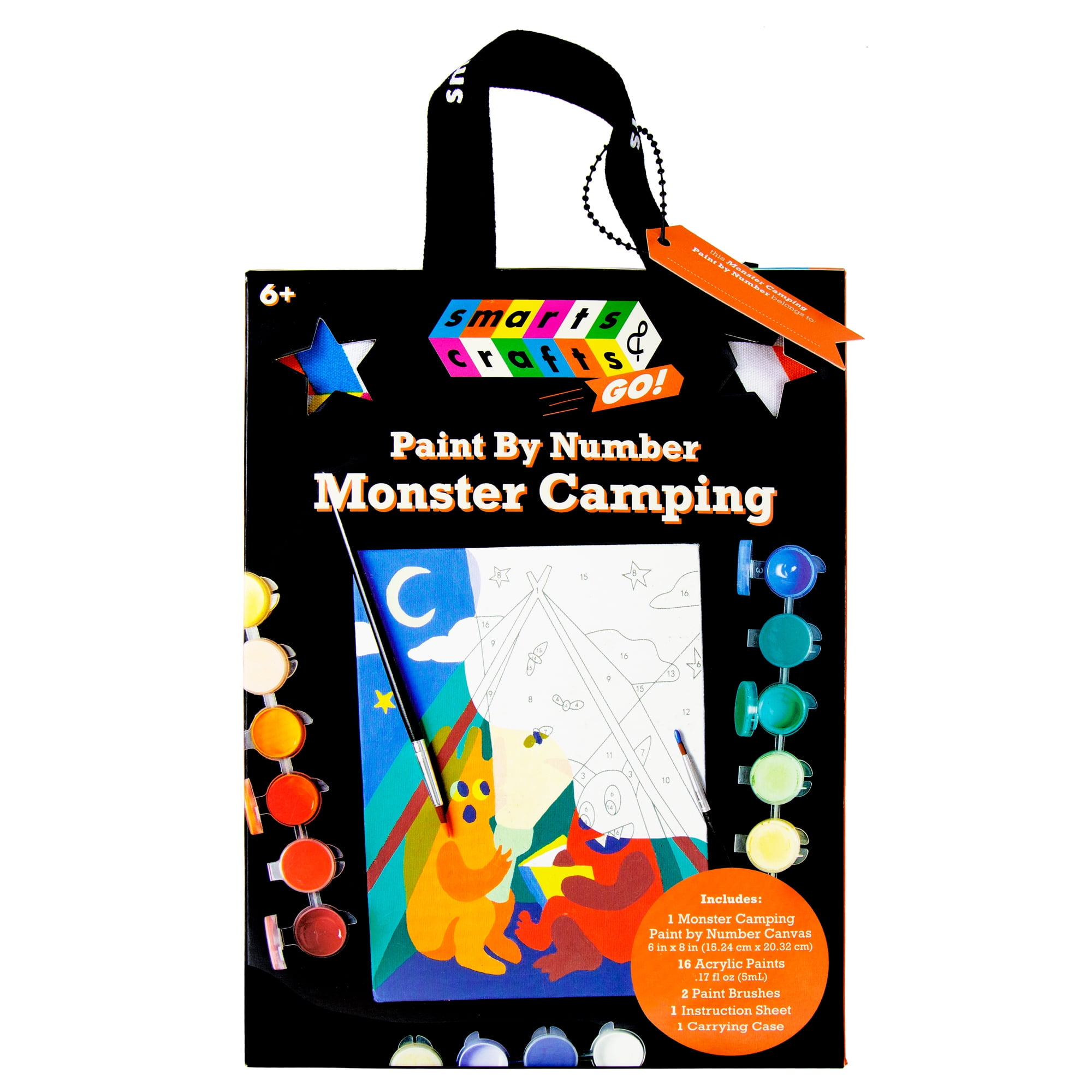 Smarts & Crafts Go: Monster Camping Paint by Number, 21 Pieces, Unisex for Kids & Teens