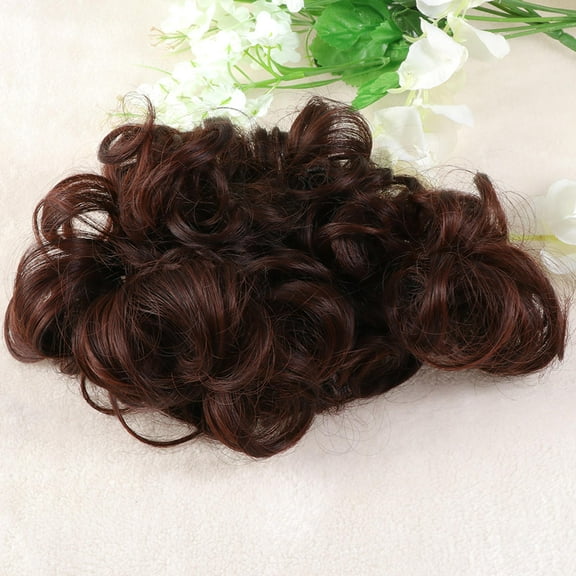 HONMEET Dark Brown Wavy Bun Wig for Women Quick Styling Elegant Chignon Evening Out