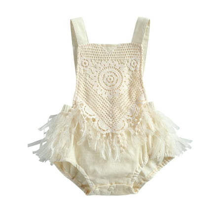

LisenraIn Baby Girl’S Suspender Jumpsuits Sweet Lace Triangle Romper