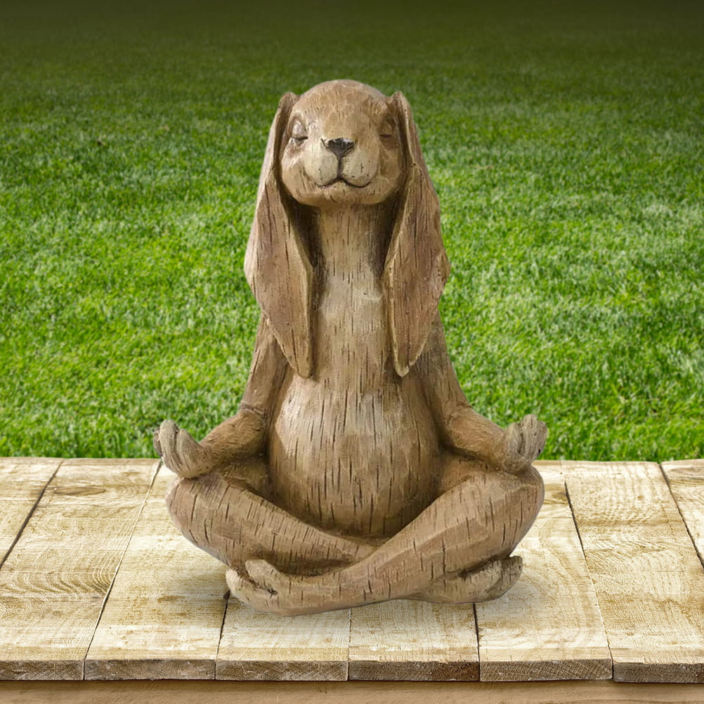 Buddha Animal Statue Rabbit Statue Relaxed Pose Home Memorial Meditation Decor