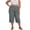 #0404-Gray, variant on Women Plus Size Capri Pants High Waist Wide Leg Elastic Waist Support Side Pockets Solid Color Mid Calf Bottoms for Curvy Daily Casual Daily