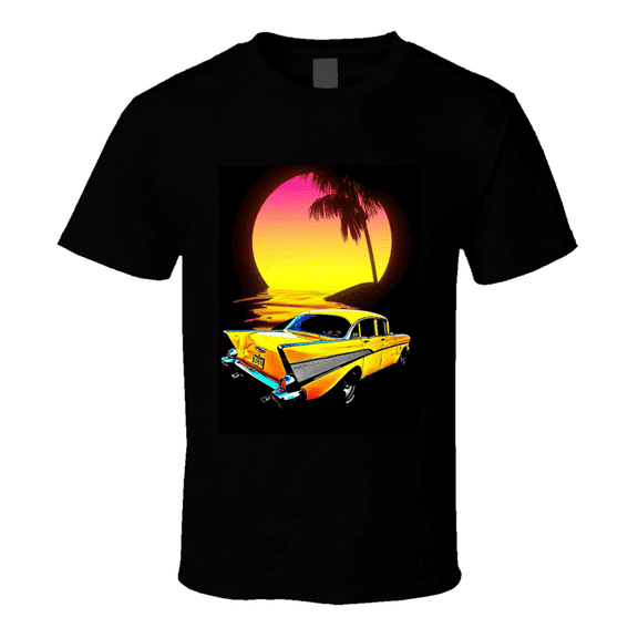 Summer Fun Yellow 57 Chevy Muscle Car Classic Gift T Shirt