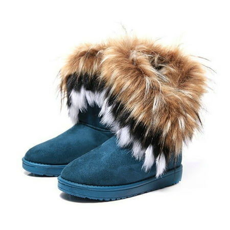 

Women Winter Casual Ankle Slip On Solid Flat Plush Snow Boots Warm Boots 39