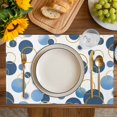 thumbnail image 4 of Blue Polka Dots Placemats Set of 4, Modern Abstract Art Placemats for Dining Table, Place Mats for Kitchen Tabletop, Waterproof Wipeable Dining Table Mats Set, 4 of 9