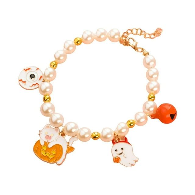Pet Collar Adjustable Non-Irritation Fade-Resistant Extension Chain Lobster Clasp Design Enhance Atmosphere Resin Halloween Cartoon Pendant Cat Necklace Decor Pet Supplies