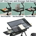 thumbnail image 6 of Qiushi Glass Drafting Desk with Adjustable Height and Chair, Black, 6 of 13
