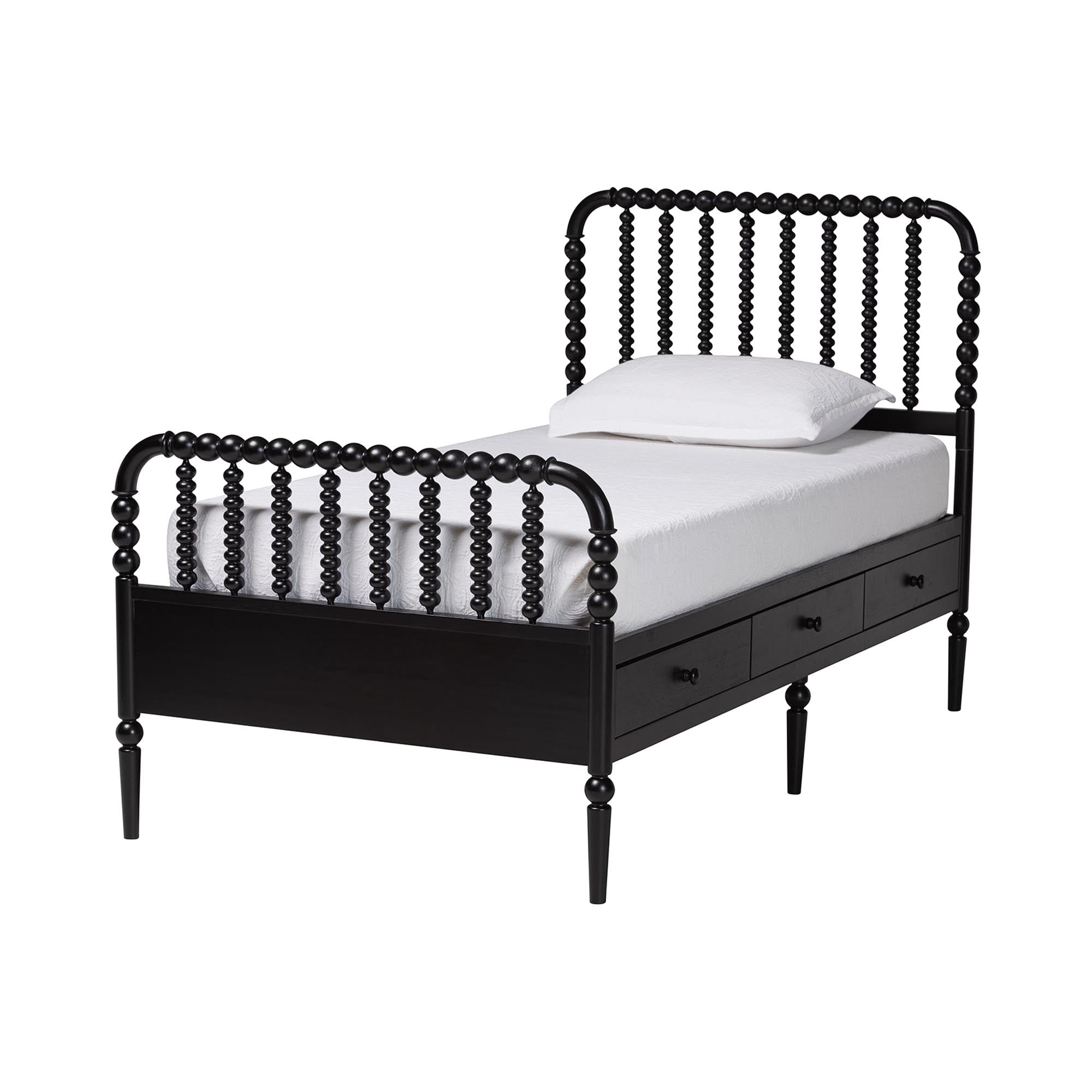 Baxton Studio Lucera Mid-Century Modern Platform Bed, Twin, Black