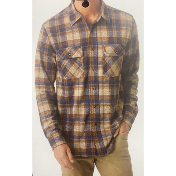 Chaps Men's Long Sleeve The Lakeland Flannel Knit Shirt, Brown Medium