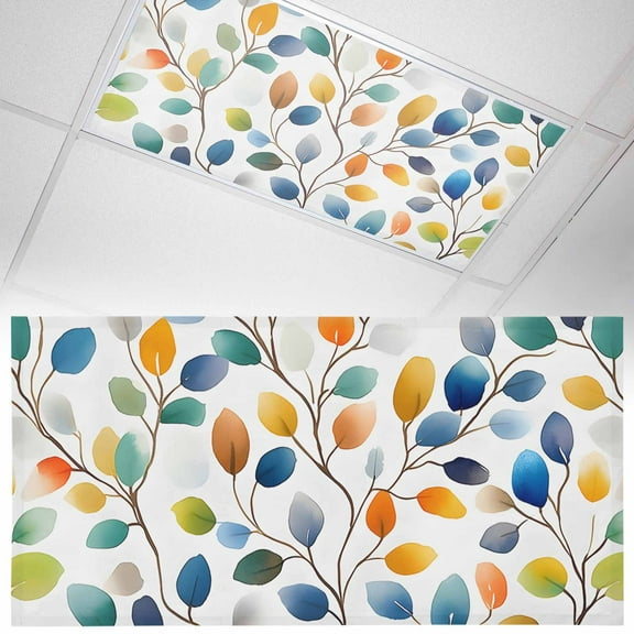 1 Piece Magnetic Fluorescent Light Covers, 2x4 Ft, Fall Leaves Colorful Leaves Green And Yellow Leaf Magnetic Light Covers for Ceiling Lights Classroom Office Home Decor