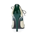 thumbnail image 3 of YDN Women's Almond Toe Wingtip Oxfords Stiletto High Heels Selftie Retro Modern Style Chic Daily Looks Casual Office Pumps Shoes Size 7 Green and Beige, 3 of 4