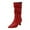 A, variant on Rokment Slouchy Stiletto Wide Mid Calf Dress Boots for Women Fashion Casual Denim Leather Pointed Toe Kitten Heel Long Tall Boots Winter Spring Red Size 5.5