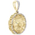thumbnail image 3 of 10K Yellow Gold Genuine Diamond Mens Roaring Lion Round Medallion Pendant 1/4 CT, 3 of 6