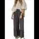 thumbnail image 1 of Pantalones Palazzo Holgados de Playa con Cintura Alta Elástica, Dobladillo con Volantes y Pierna para Mujer Gris Oscuro XS, 1 of 7