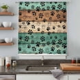 thumbnail image 4 of Teal Green Brown Semi Sheer Curtains Drapes for Living Room, Bedroom, French Doors Window 63 Inches Long, Farmhouse Dog Paw Vintage Rod Pocket Chiffon Curtain Drapery Voile Draperies Panel, 4 of 8