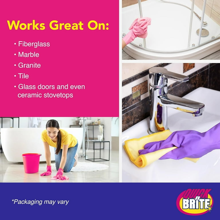 Quick N Brite Scum Off No Harsh Chemical Shower Cleaner for Fiberglass Tile Grout Stone Porcelain Acrylic Hard Water Spots Calcium Mineral