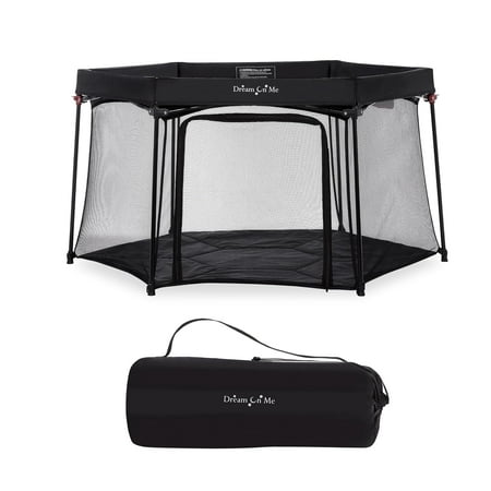 UPC: 0811048035769 | Dream On Me Onyx Playpen in Black Baby Playpen Portable and Lightweight Playpen for Babies and Toddler – Comes with A Comfortable Padded Floor Black Playard
